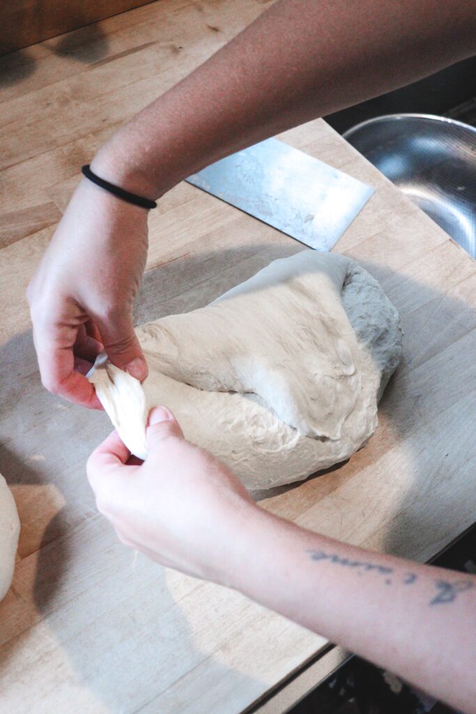 Shaping sourdough loaf