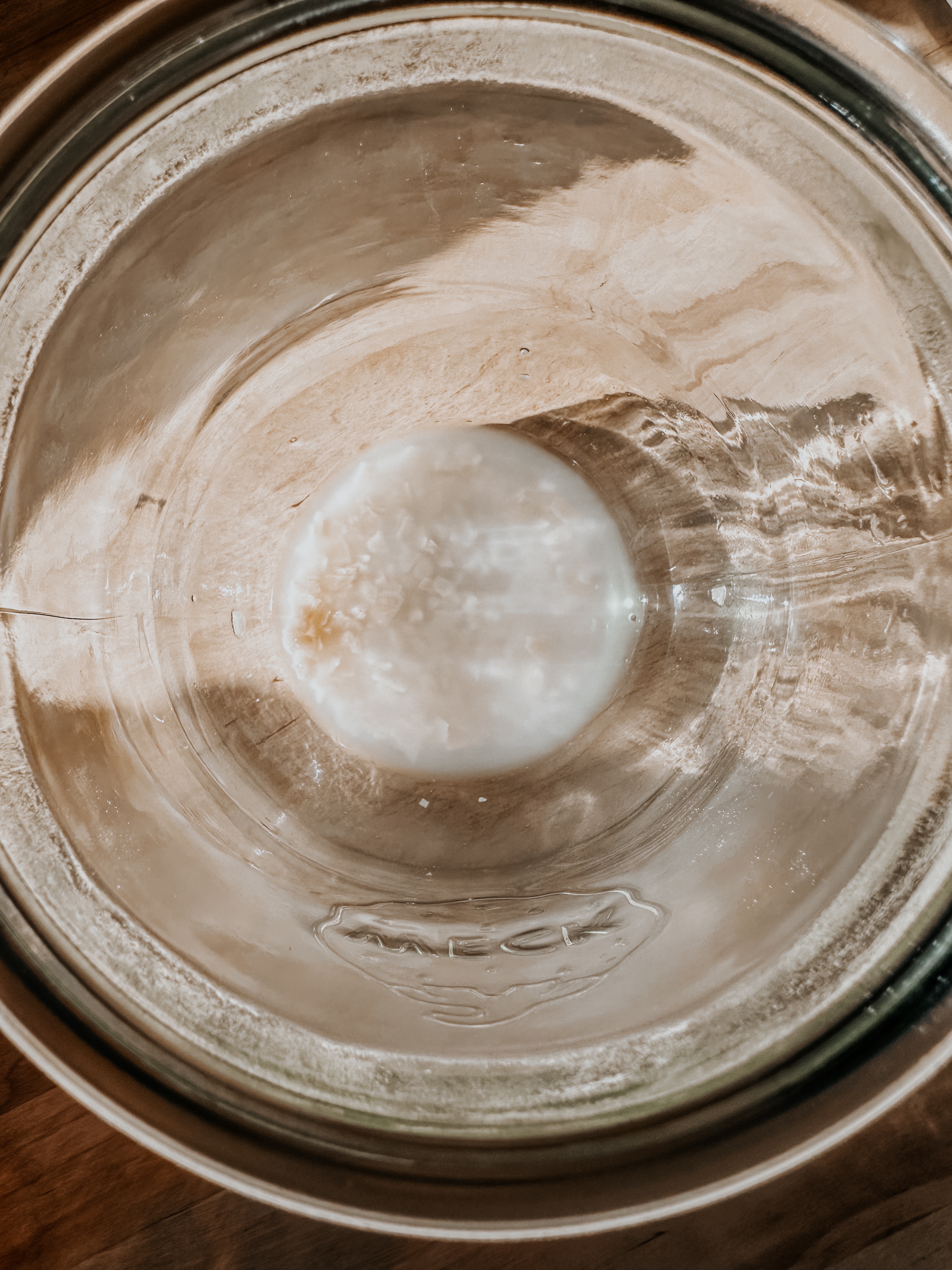 Rehydrating sourdough starter.