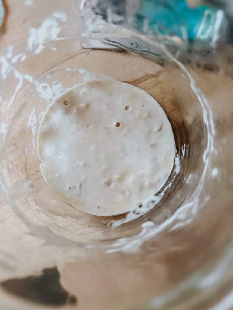 Rehydrating sourdough starter.