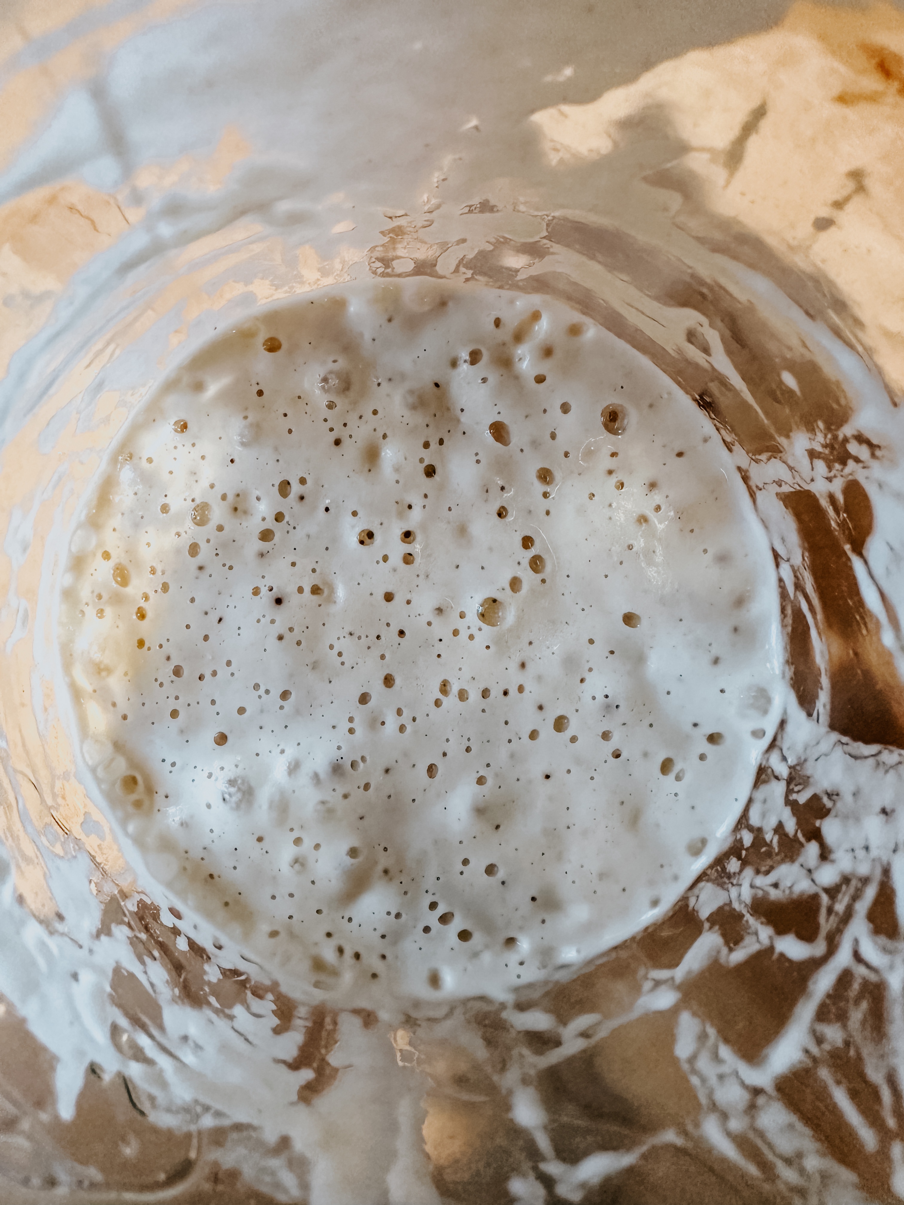 Rehydrating sourdough starter.